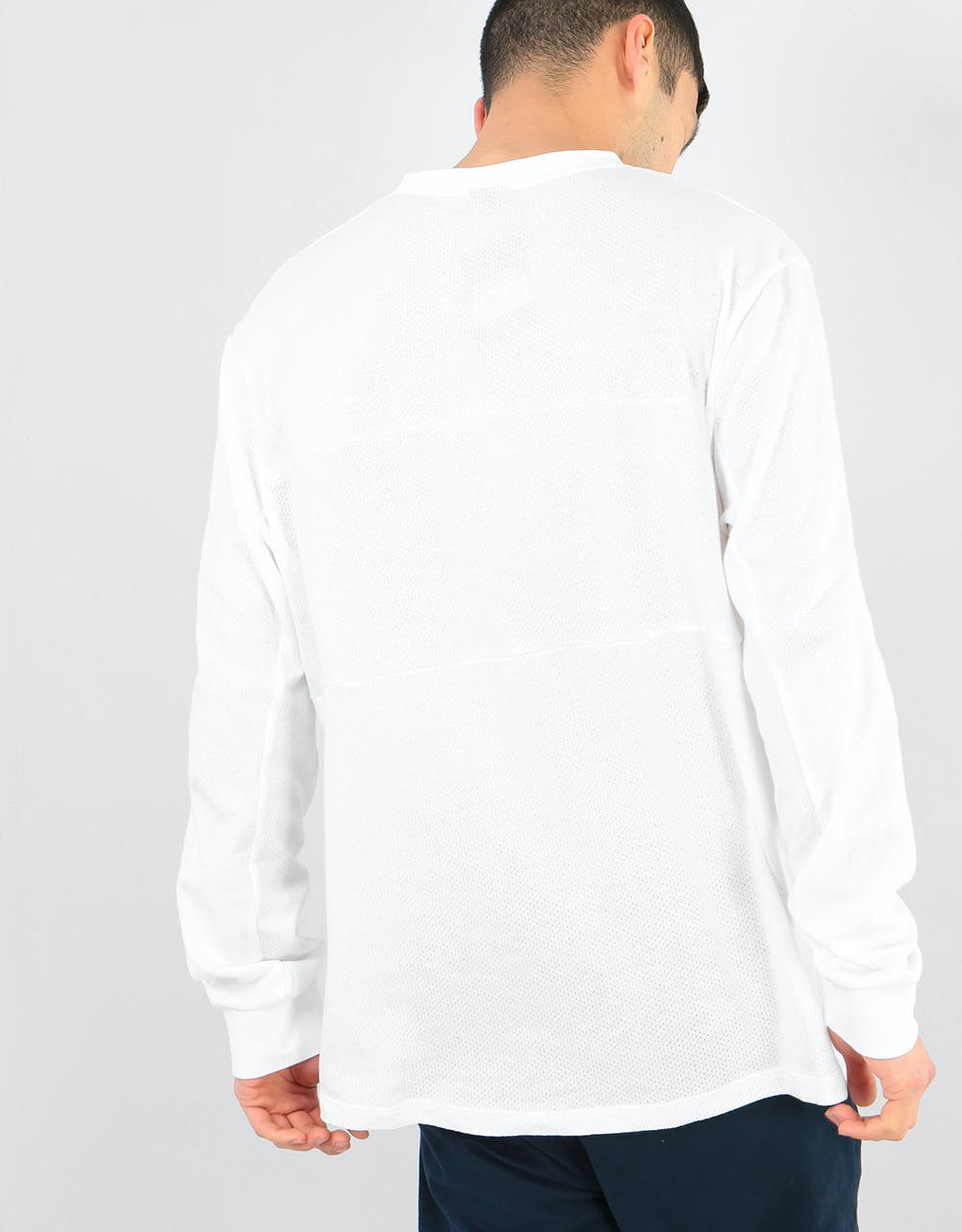 Nike SB Mesh Dri-Fit L/S T-Shirt - White/Photo Blue