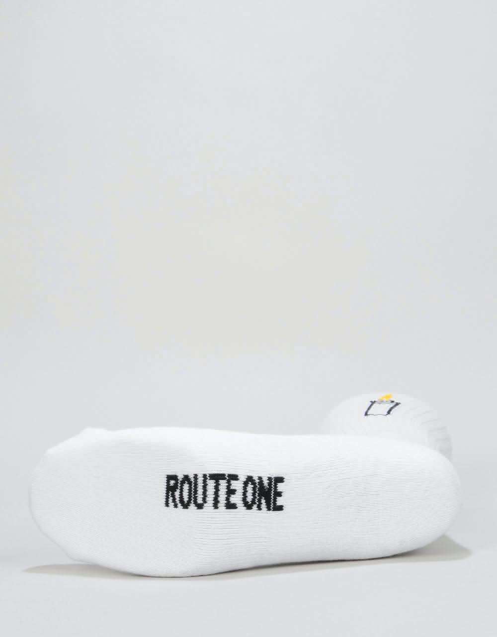 Route One Flames Crew Socks - White