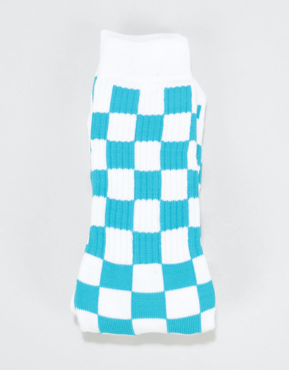 Route One Checkerboard Crew Socks - White/Turquoise