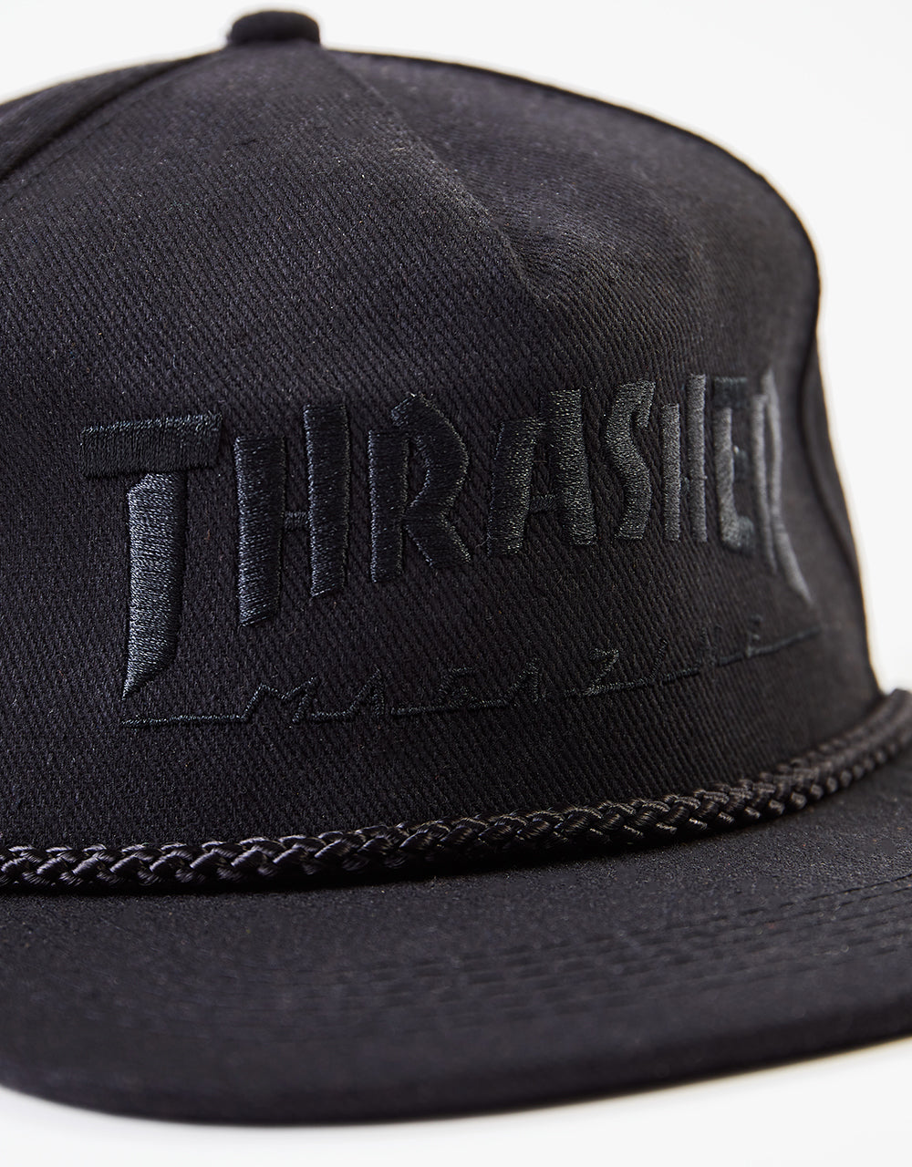 Thrasher Rope Snapback Cap - Black/Black