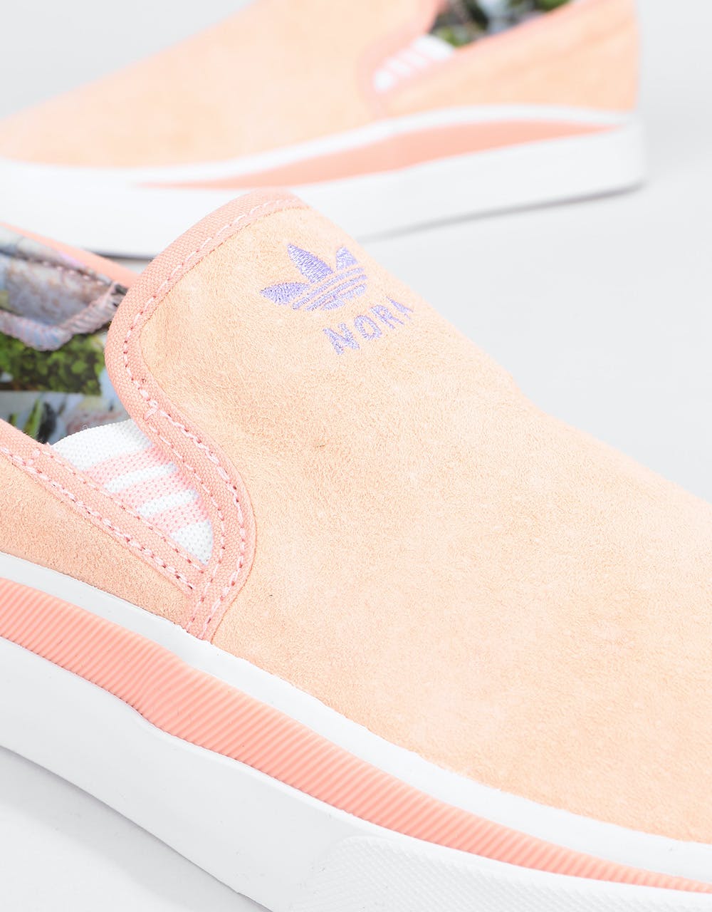Adidas Sabalo Slip x Nora Skate Shoes - Clear Orange/Cloud White/Light Purple