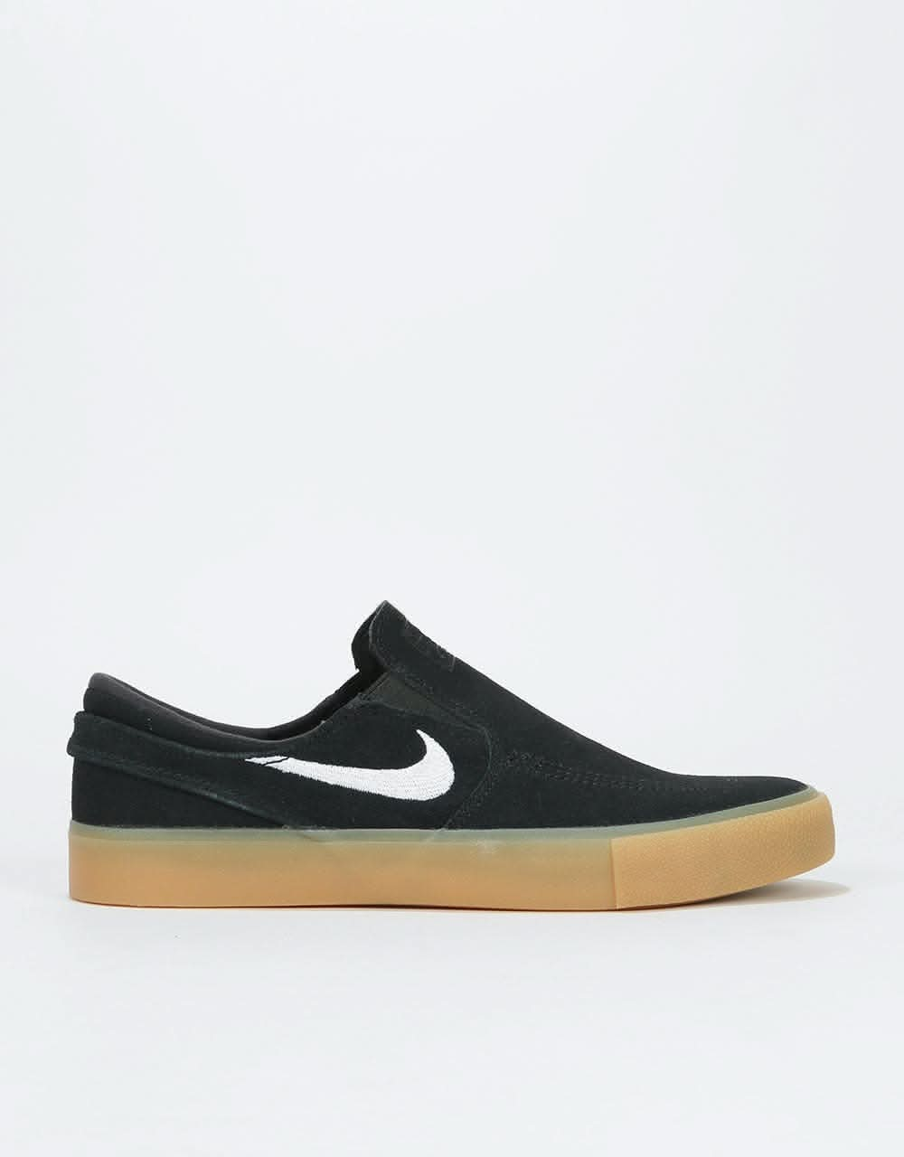 Nike SB Zoom Janoski Slip RM Skate Shoes - Black/White-Gum Light Brown