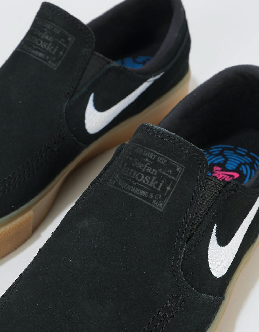 Nike SB Zoom Janoski Slip RM Skate Shoes - Black/White-Gum Light Brown