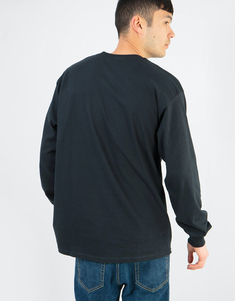 Thrasher Embroidered Outlined L/S T-Shirt - Black