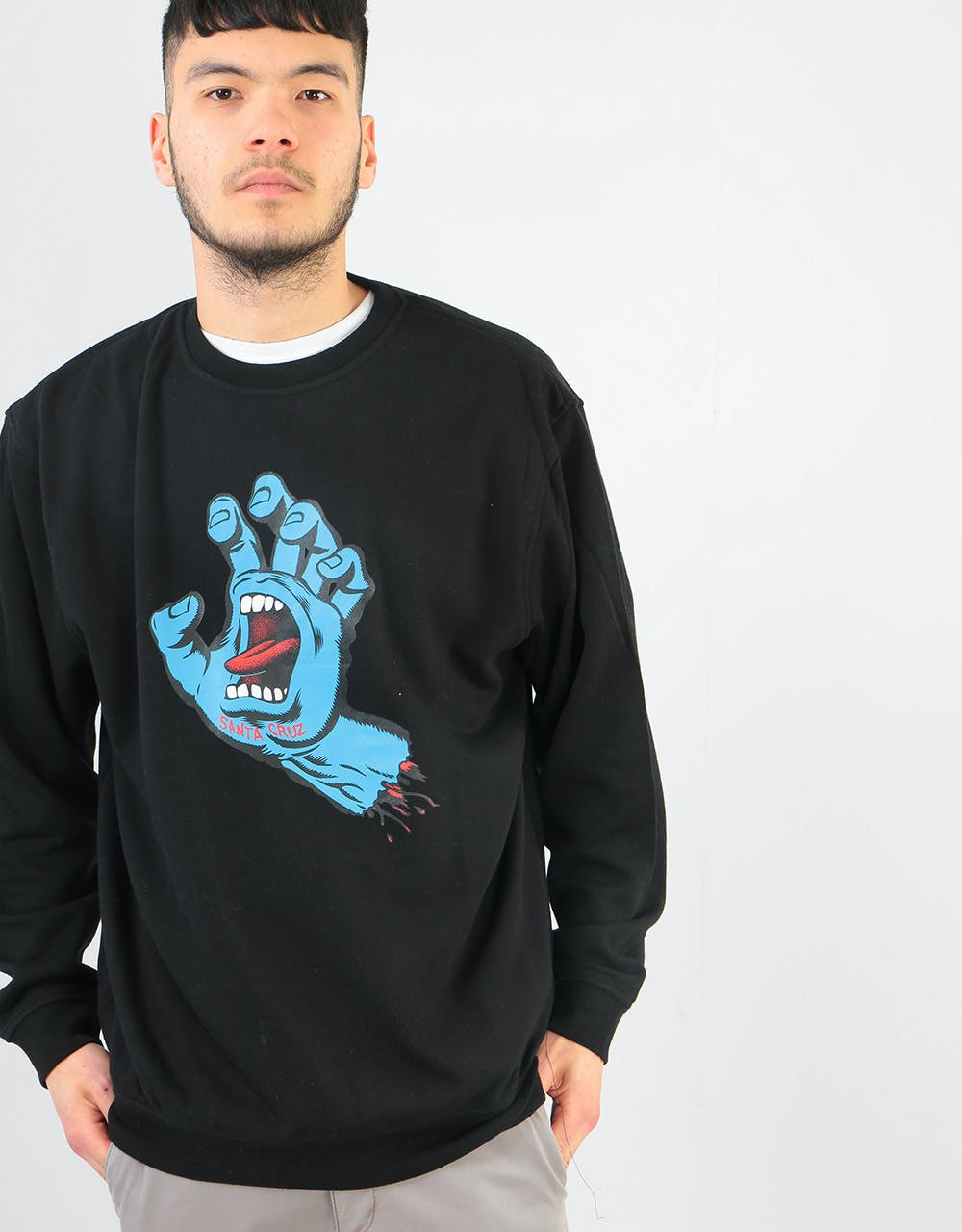 Santa Cruz Screaming Hand Crew Sweatshirt - Black