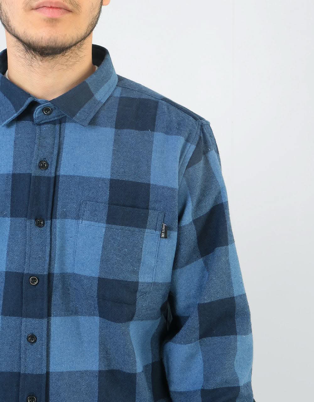 Route One Flannel Shirt - Navy Blue/Powder Blue