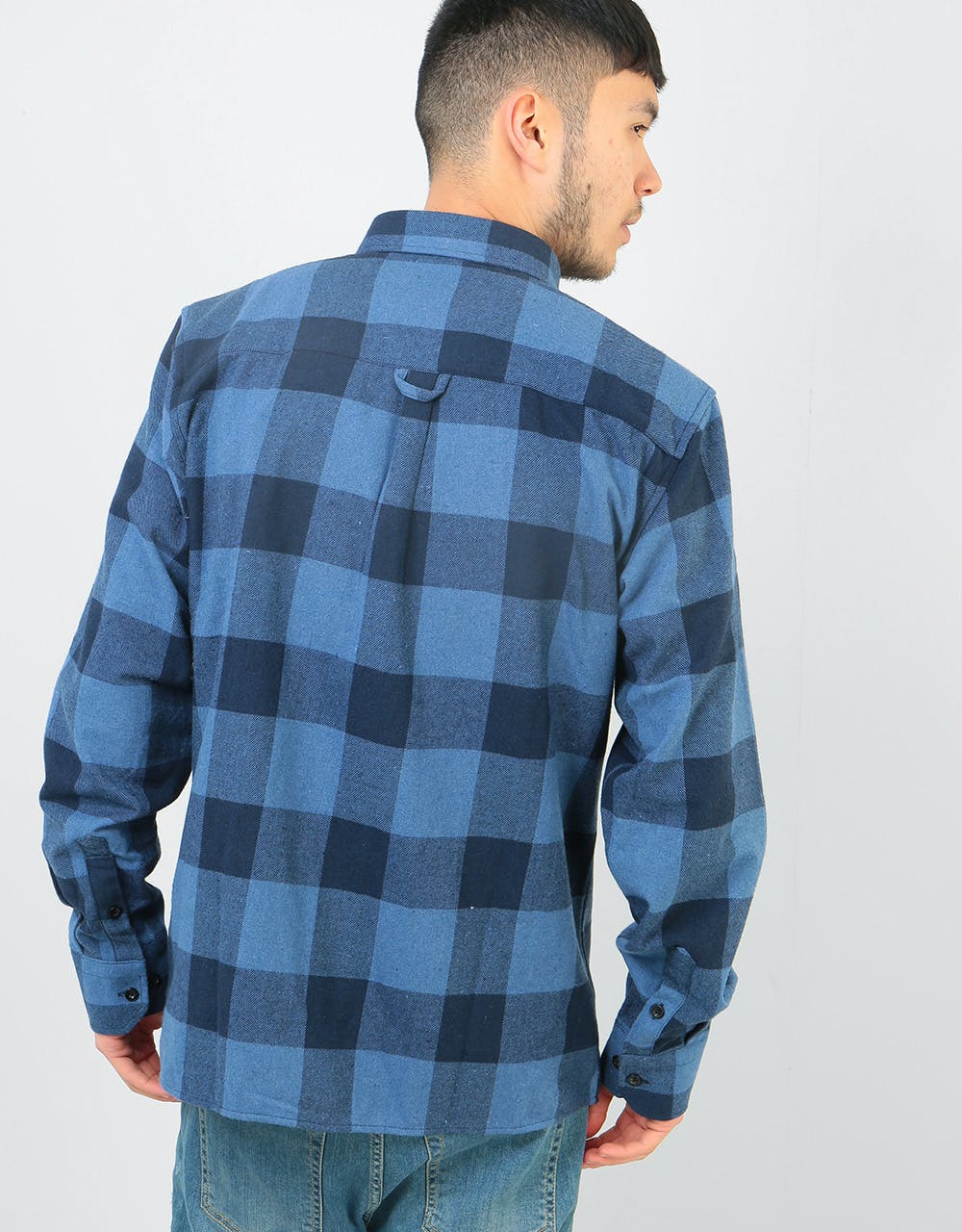 Route One Flannel Shirt - Navy Blue/Powder Blue