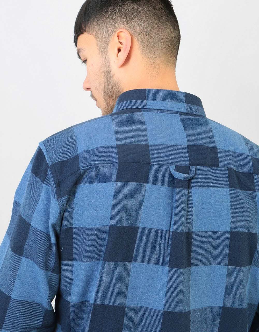 Route One Flannel Shirt - Navy Blue/Powder Blue