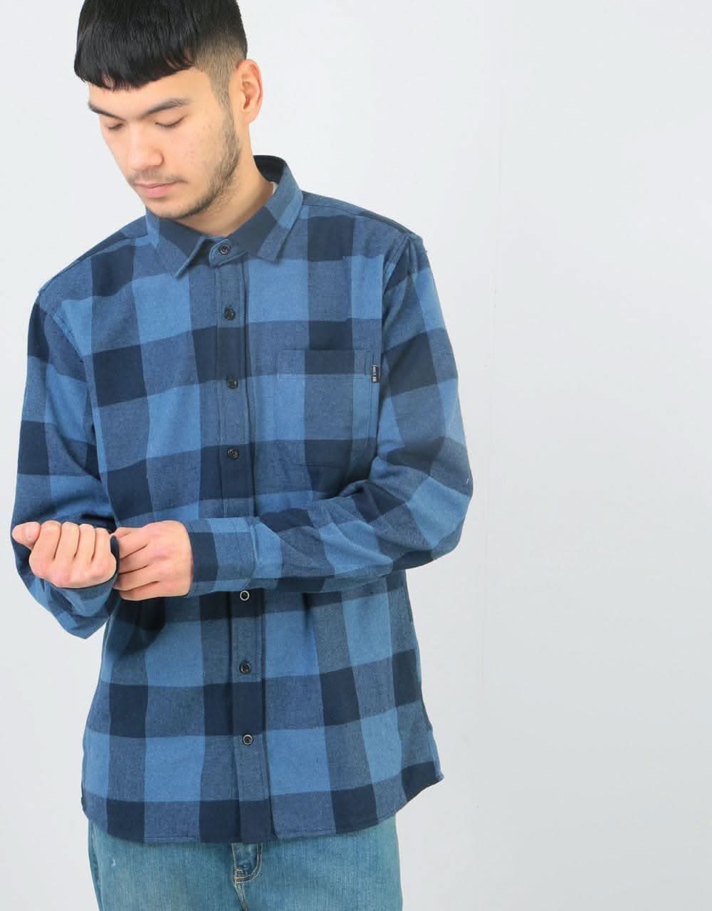 Route One Flannel Shirt - Navy Blue/Powder Blue
