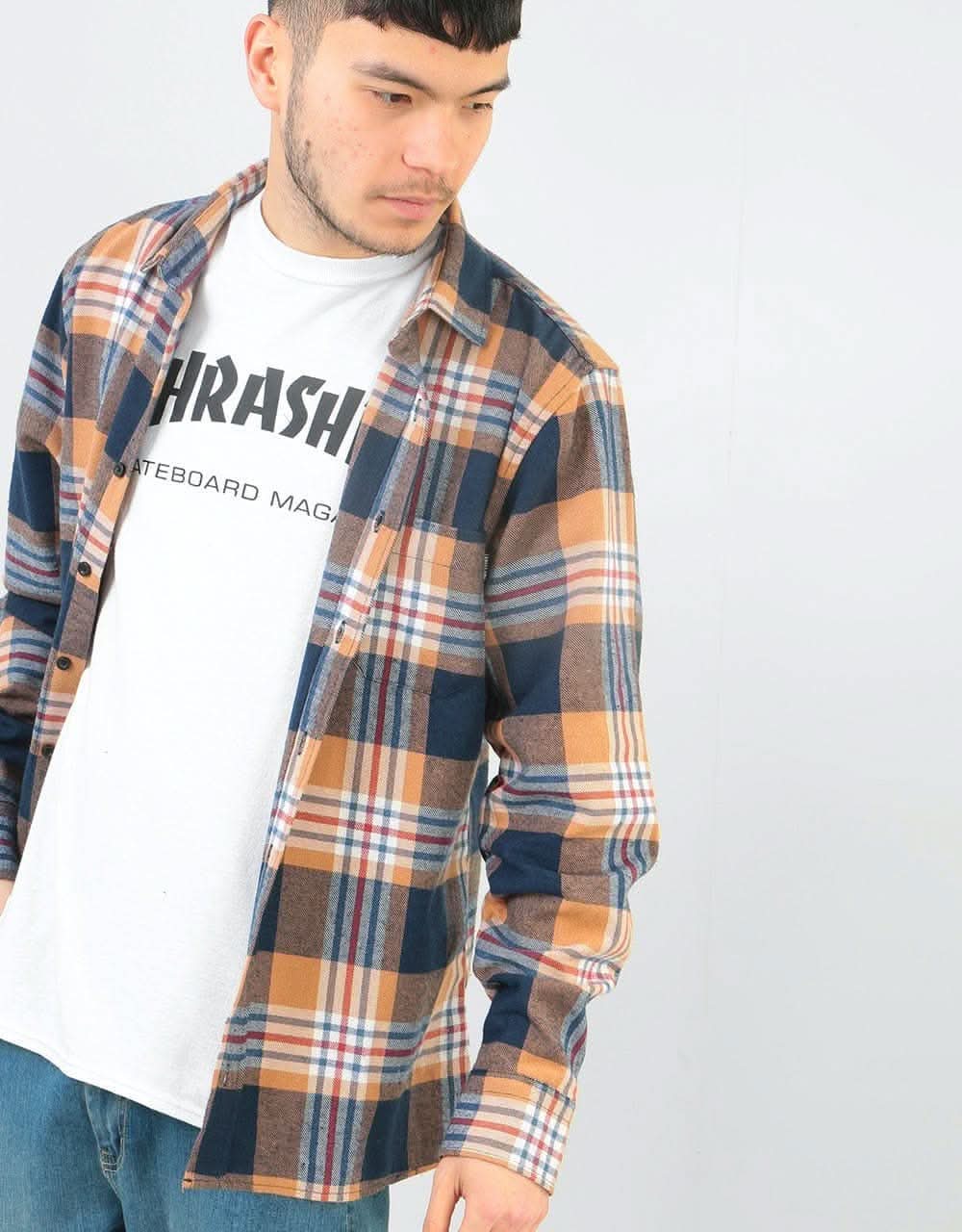 Route One Flannel Shirt - Brown/Navy/White
