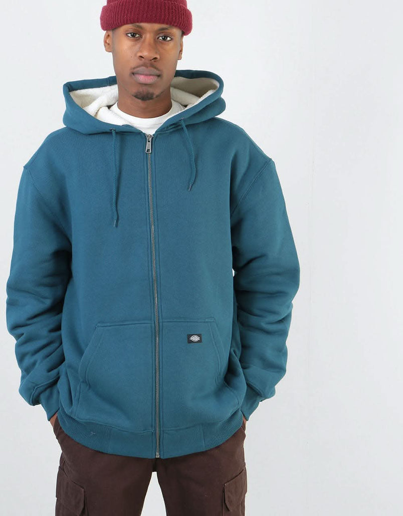 Dickies Sherpa Lined Fleece Zip Hoodie - Dark Teal – Route One