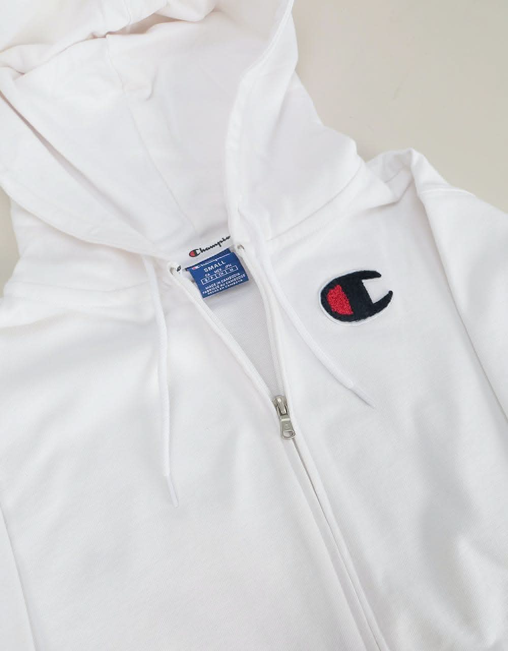 Champion Womens C Logo Full Zip Hoodie - WHT