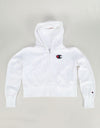 Champion Womens C Logo Full Zip Hoodie - WHT