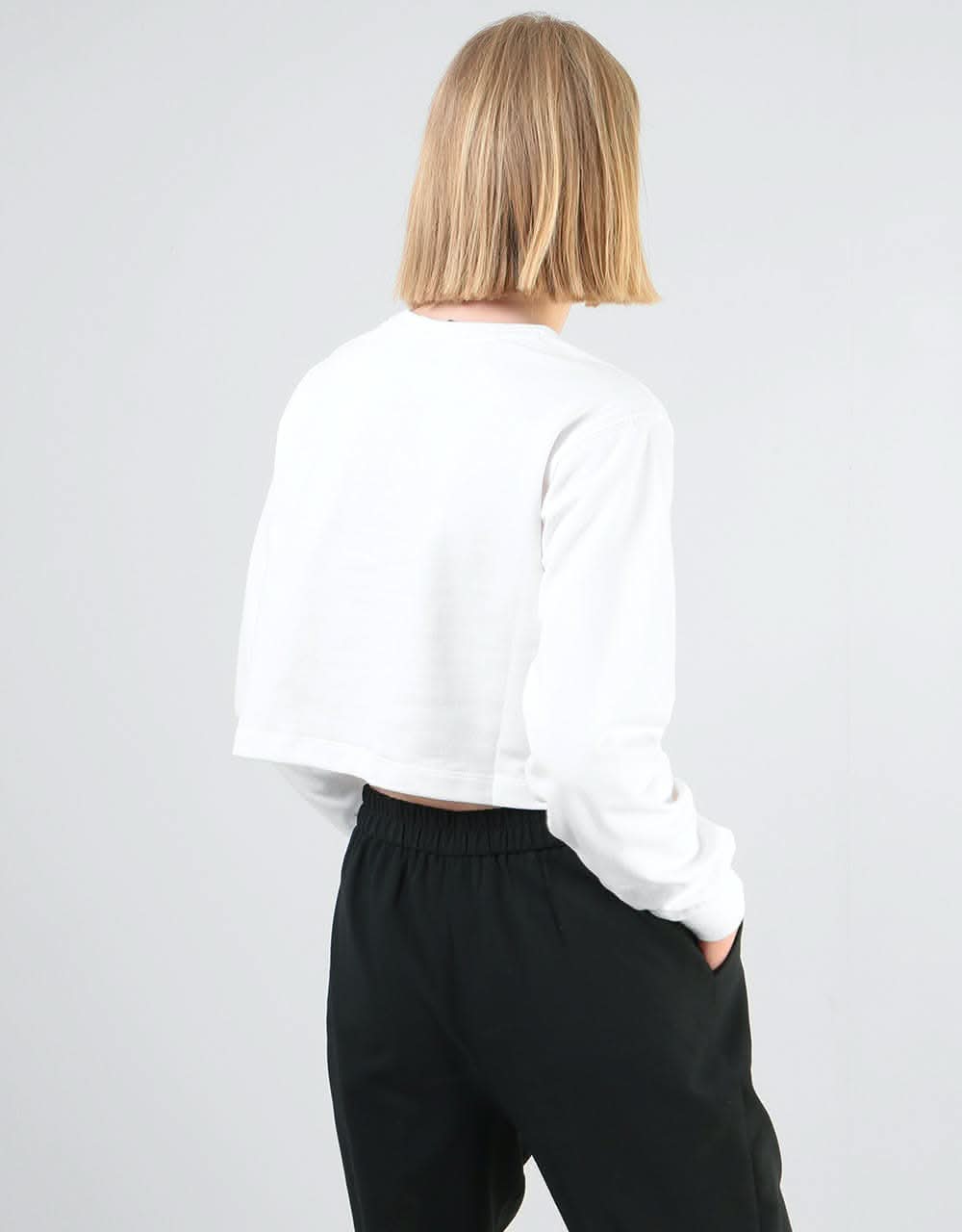Champion Womens Script Logo Crop Top - WHT
