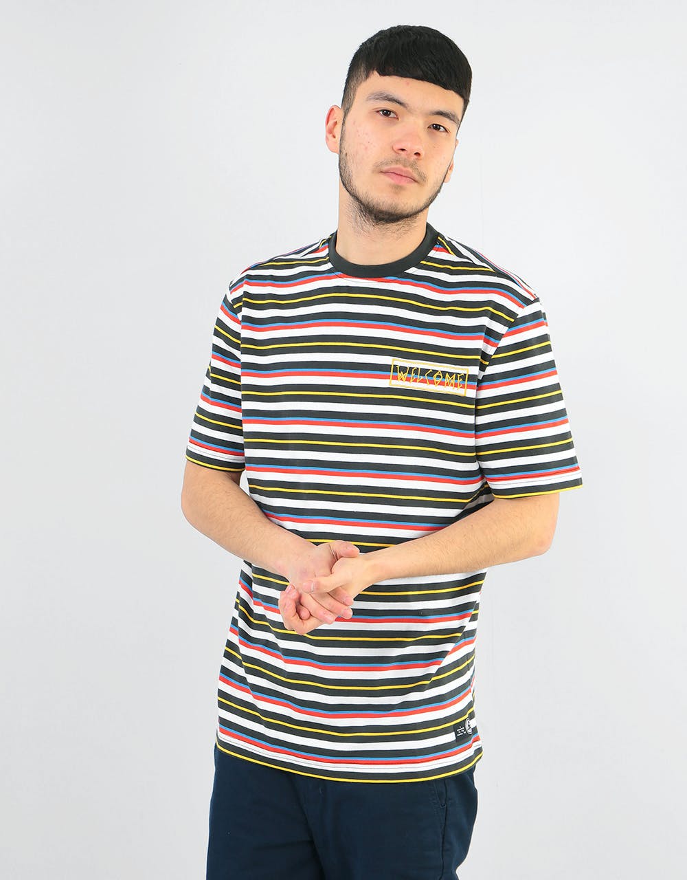 Welcome Surf Stripe S/S Knit T-Shirt - Black/White/Primary