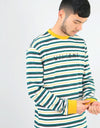 Welcome Surf Stripe Yarn-Dyed L/S Knit T-Shirt - Gold/Teal/White