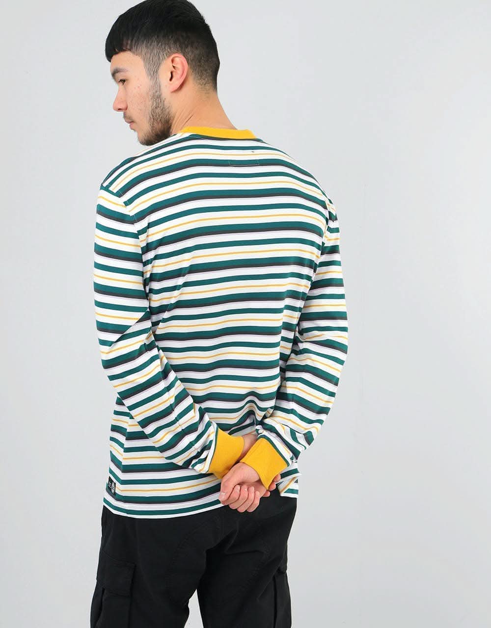 Welcome Surf Stripe Yarn-Dyed L/S Knit T-Shirt - Gold/Teal/White