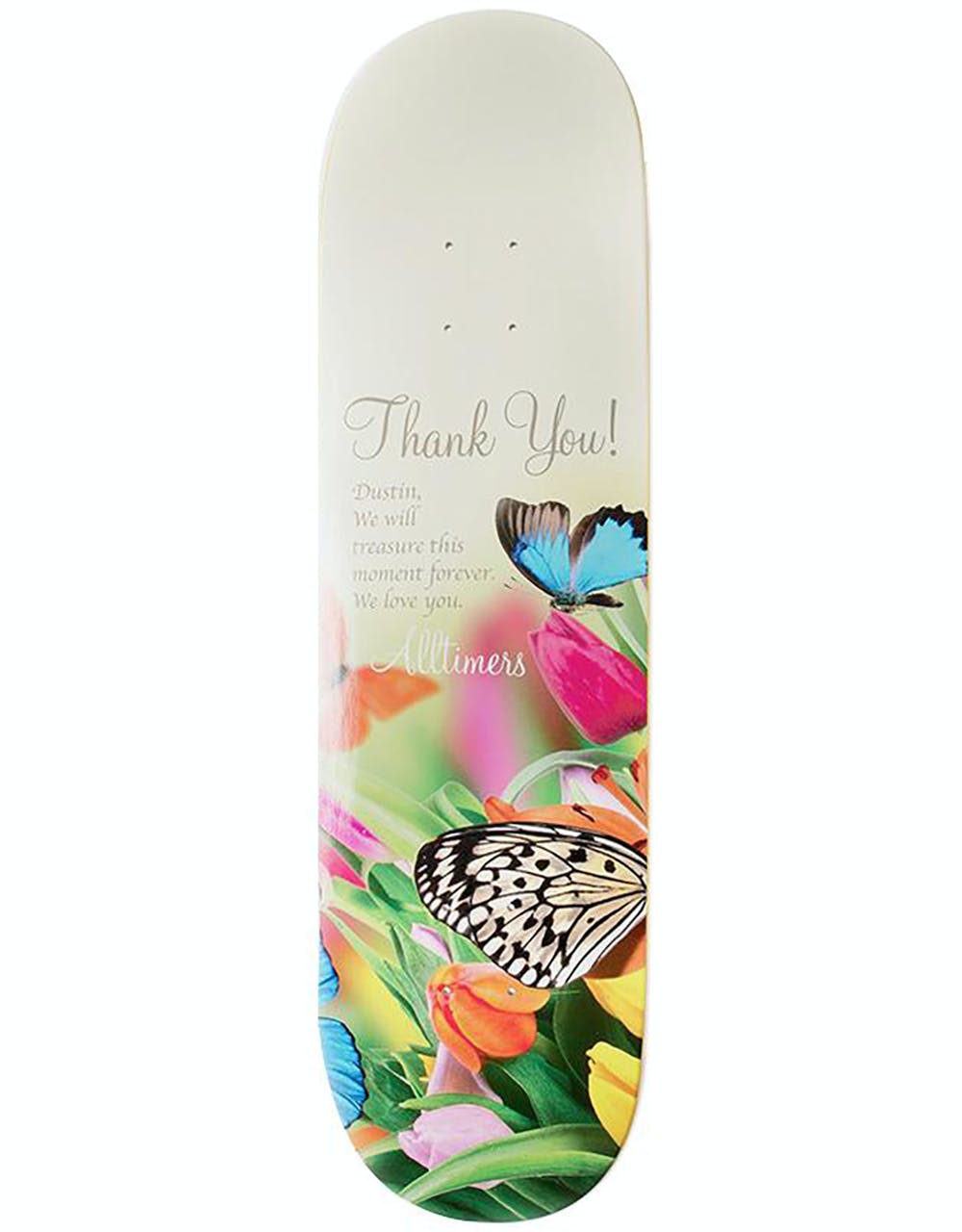 Alltimers Thank You 'Butterflies' Skateboard Deck - 8.5"