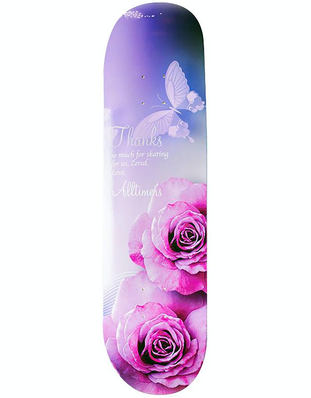 Alltimers Zered Thank You 'Purple Flowers' Skateboard Deck - 8.25"