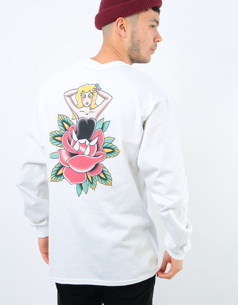 Scarred For Life Kiss From A Rose LS T-Shirt - White