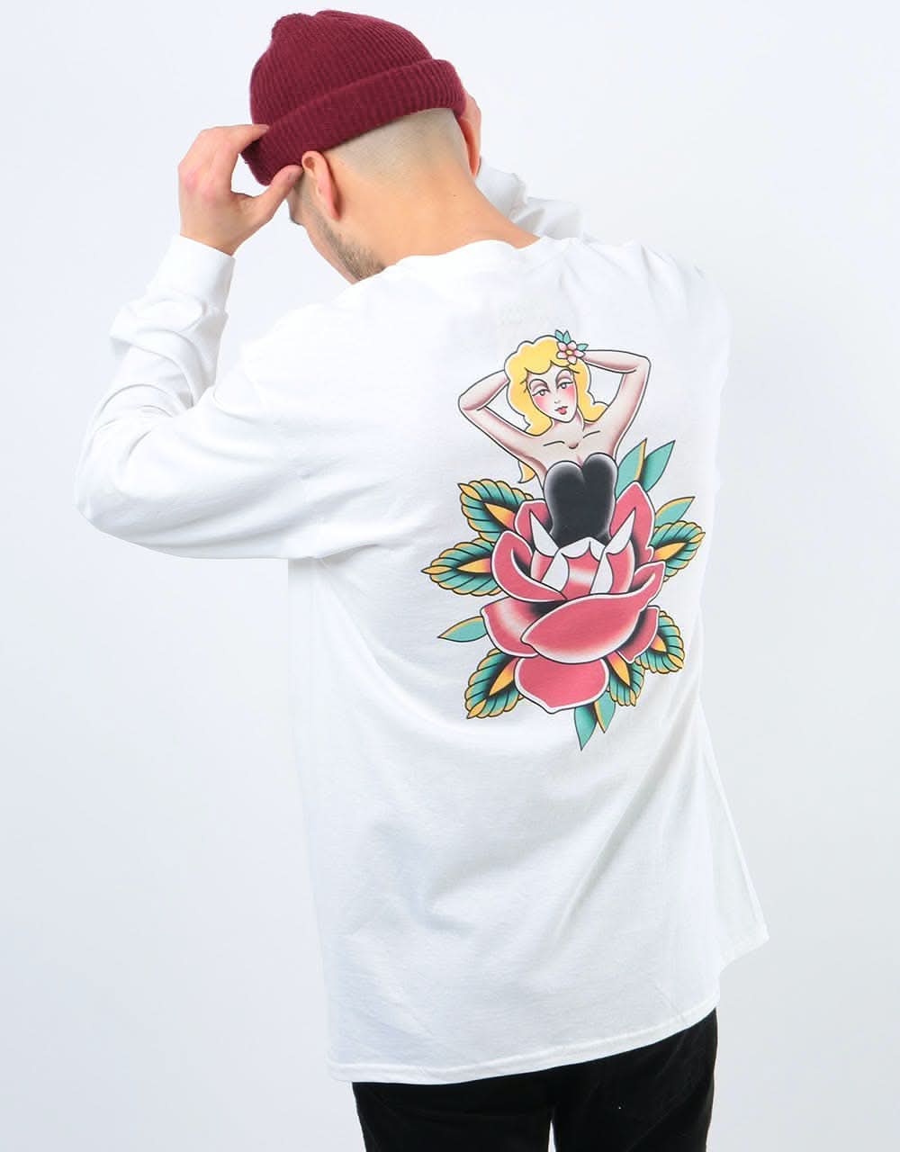 Scarred For Life Kiss From A Rose LS T-Shirt - White