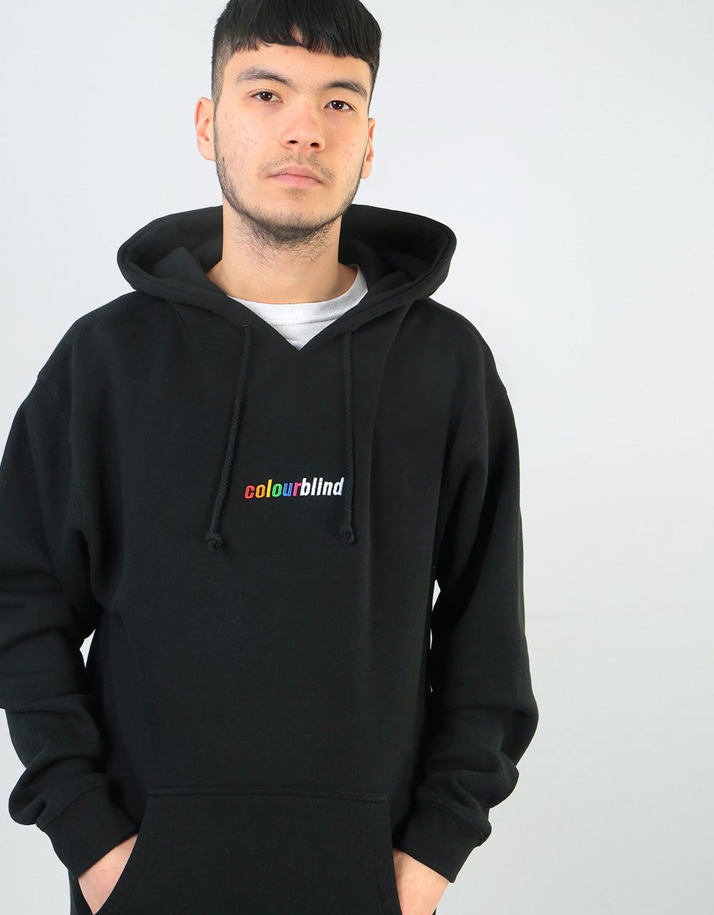Colourblind Embroidered Logo Pullover Hoodie - Black