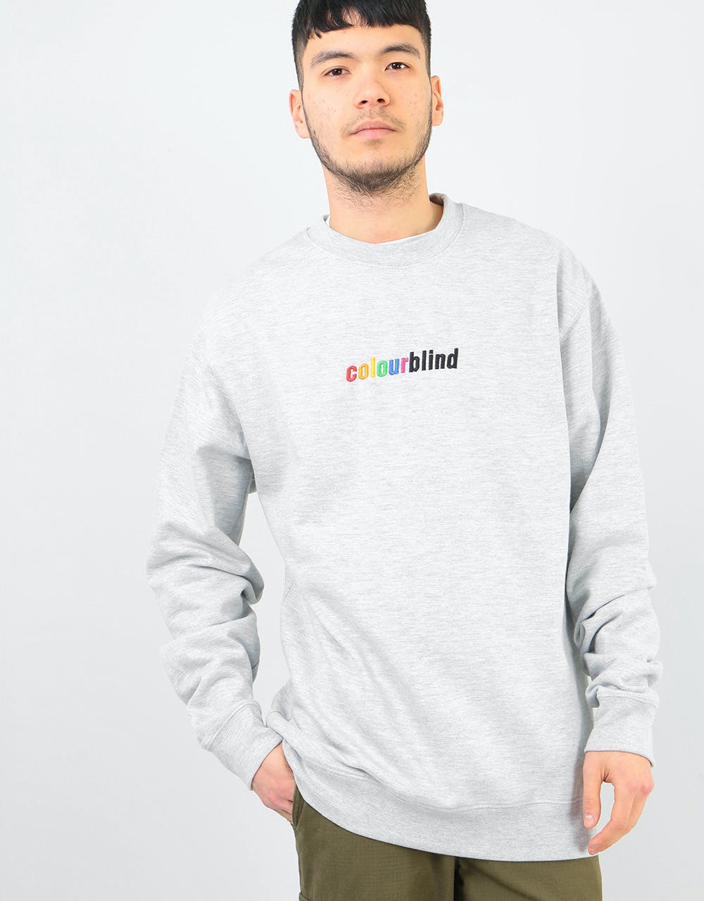 Colourblind Embroidered Logo Sweatshirt - Heather Grey