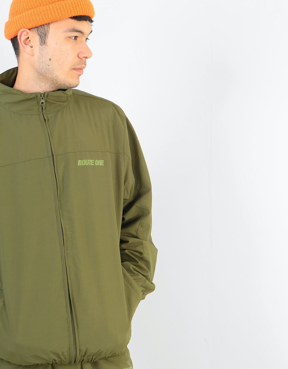 Route One Shell Track Top - Khaki Green