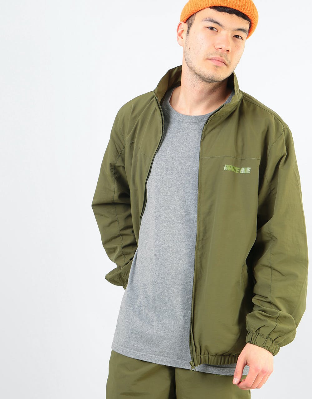 Route One Shell Track Top - Khaki Green