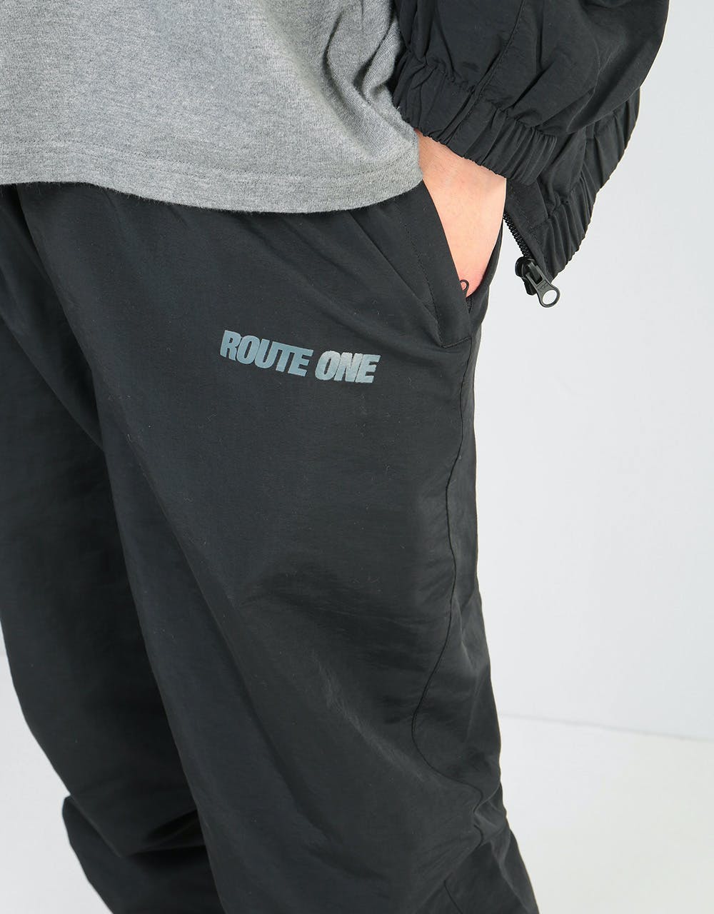 Route One Shell Track Pants - Black