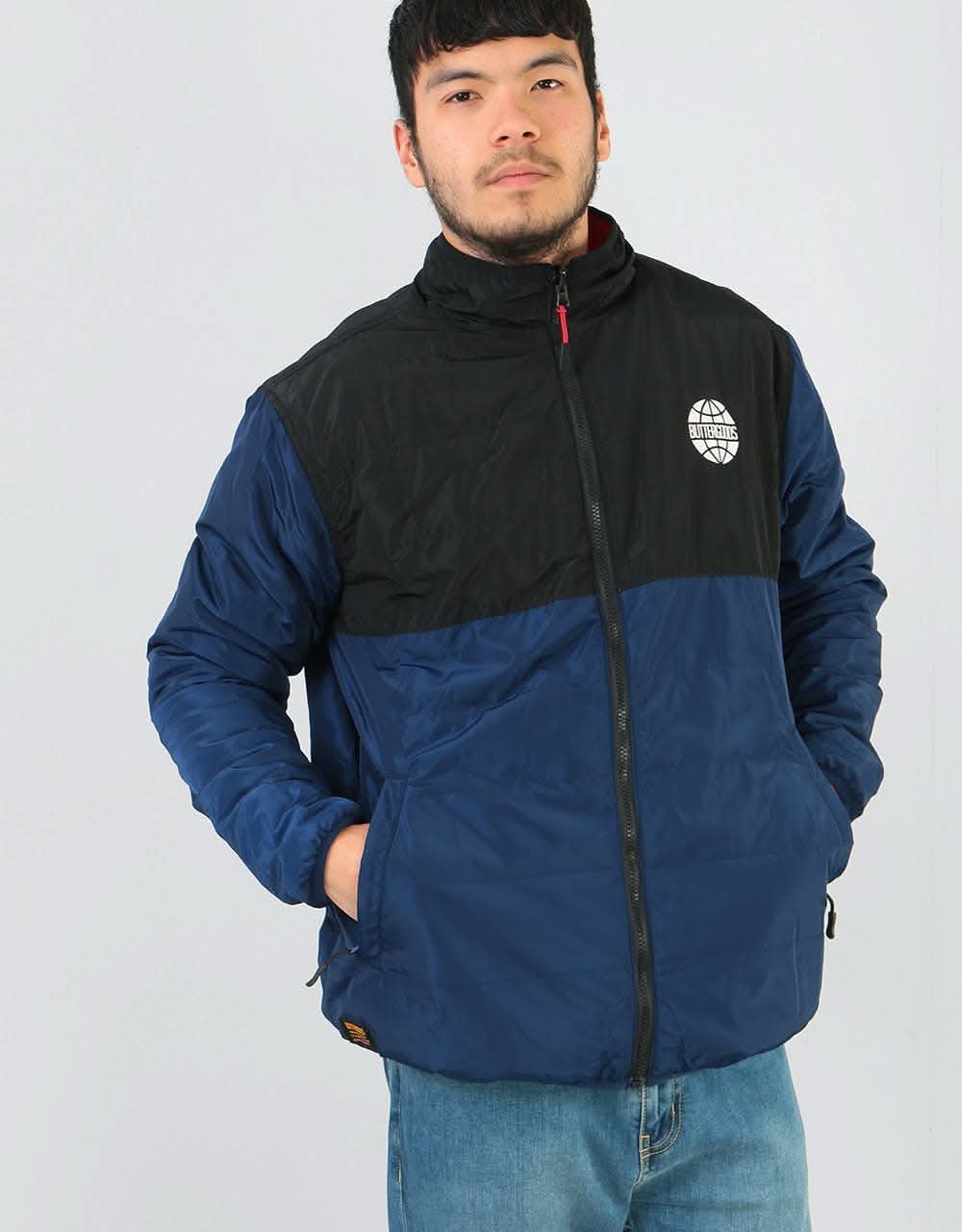 Butter Goods Artic Reversible Puffer Jacket - Black/Navy/Red