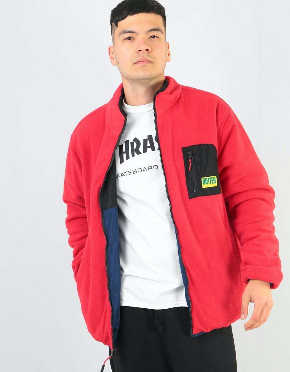 Butter Goods Artic Reversible Puffer Jacket - Black/Navy/Red