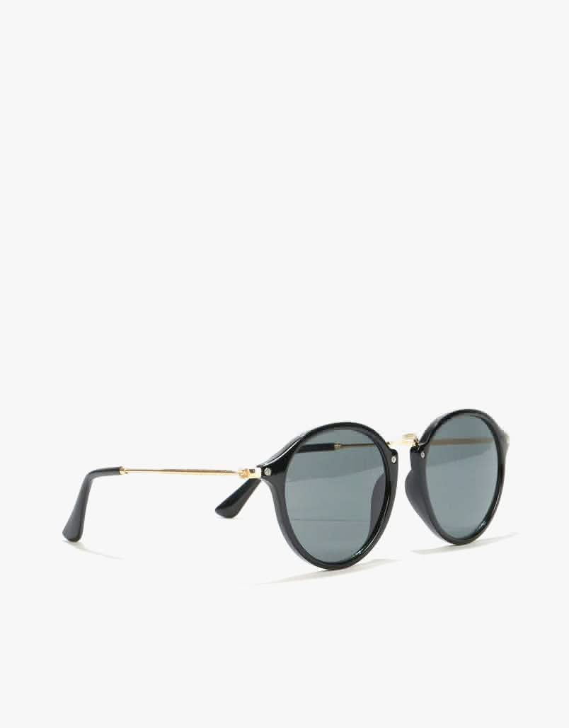 Route One Oversize Round Sunglasses - Black/Gold