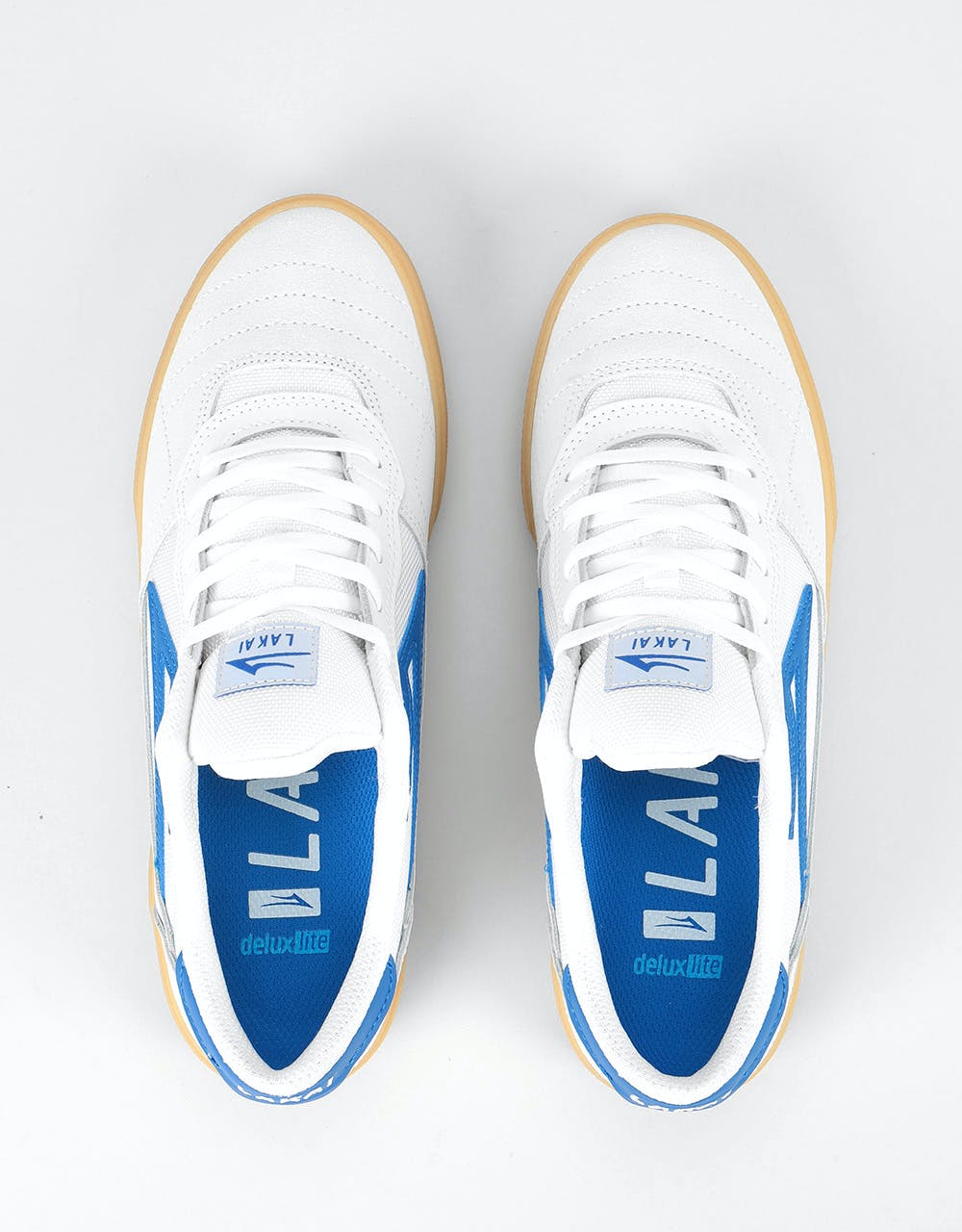 Lakai Cambridge Skate Shoes - White/Blue Suede