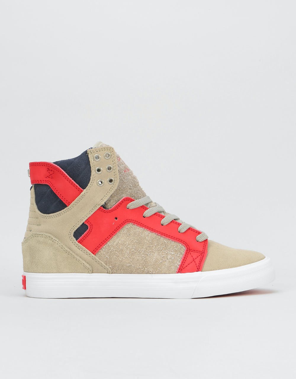 Supra Skytop Skate Shoes - Stone/Risk Red-White