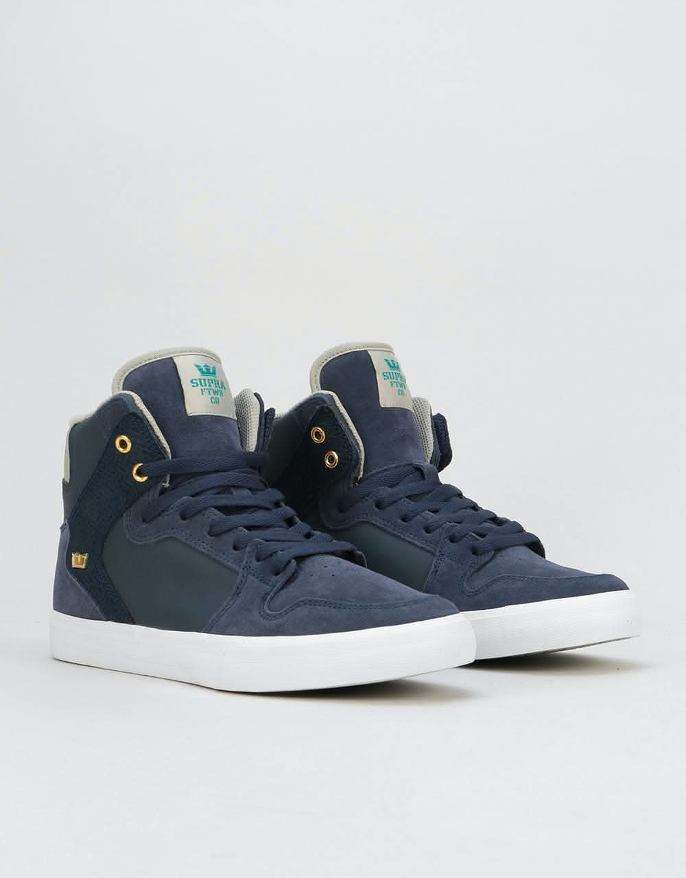 Supra Vaider Skate Shoes - Navy/Stone-White