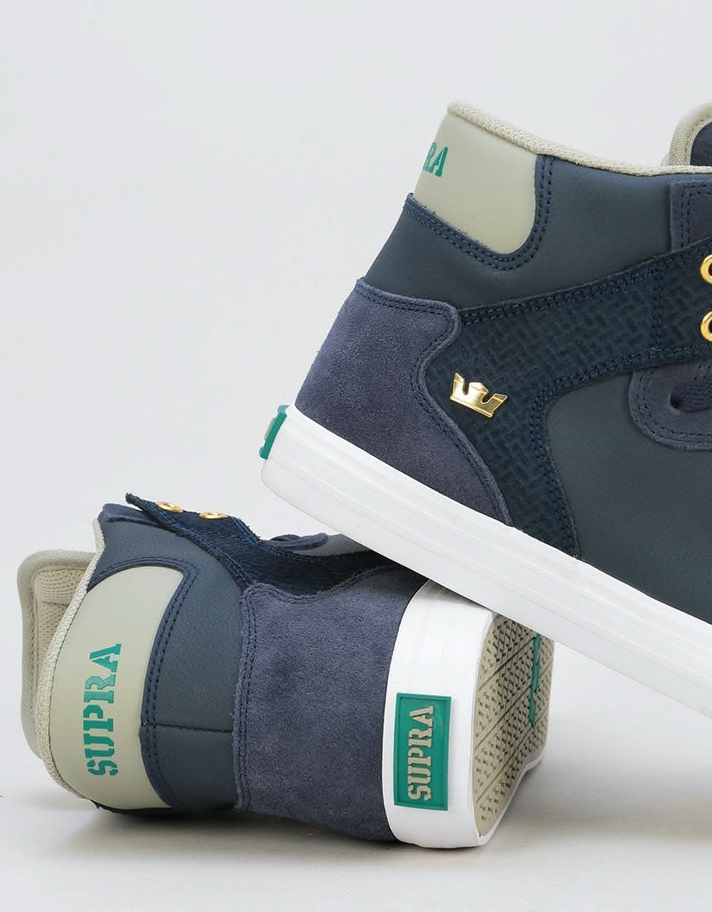 Supra Vaider Skate Shoes - Navy/Stone-White