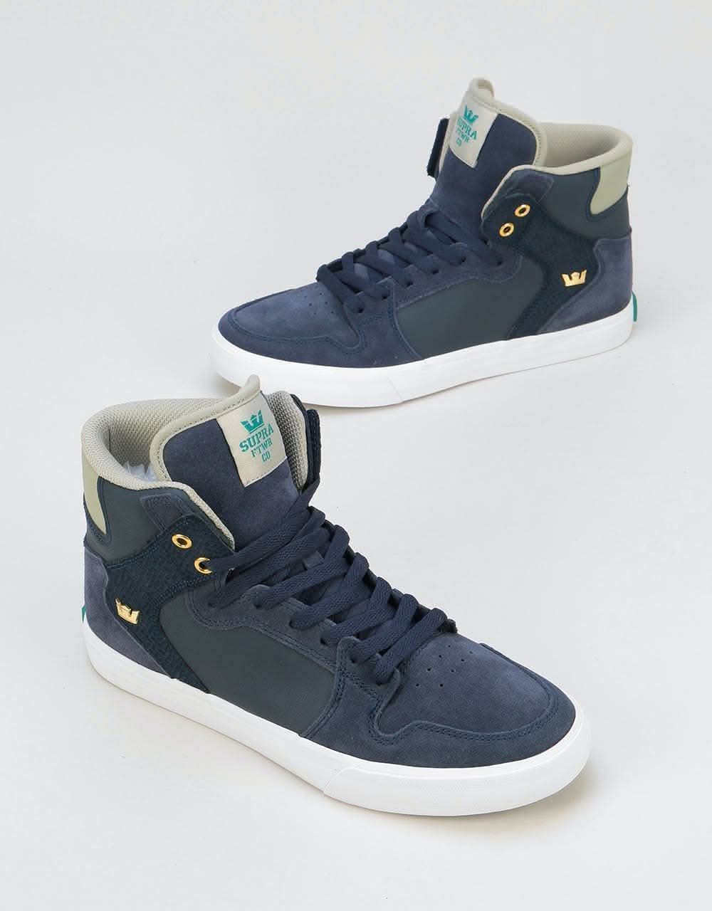 Supra Vaider Skate Shoes - Navy/Stone-White