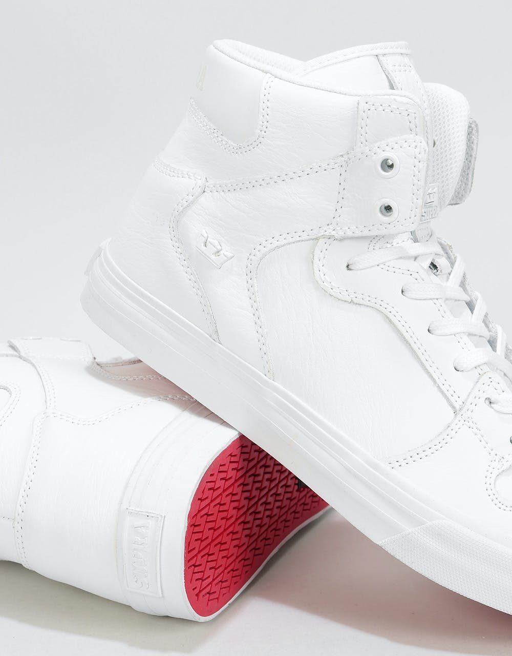 Supra Vaider Skate Shoes - White/White-Red