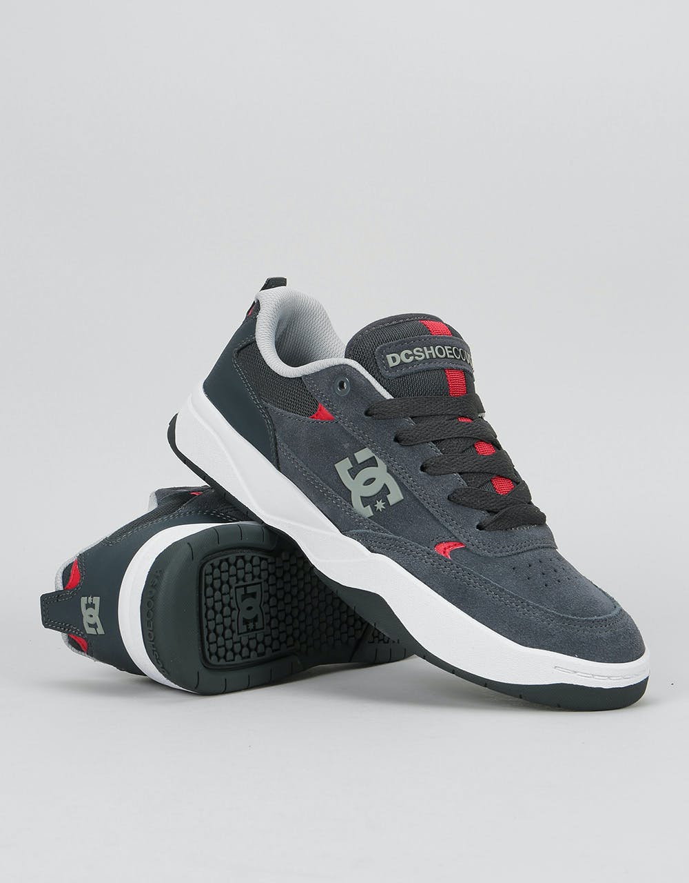 DC Penza Skate Shoes - Grey/Grey/Red