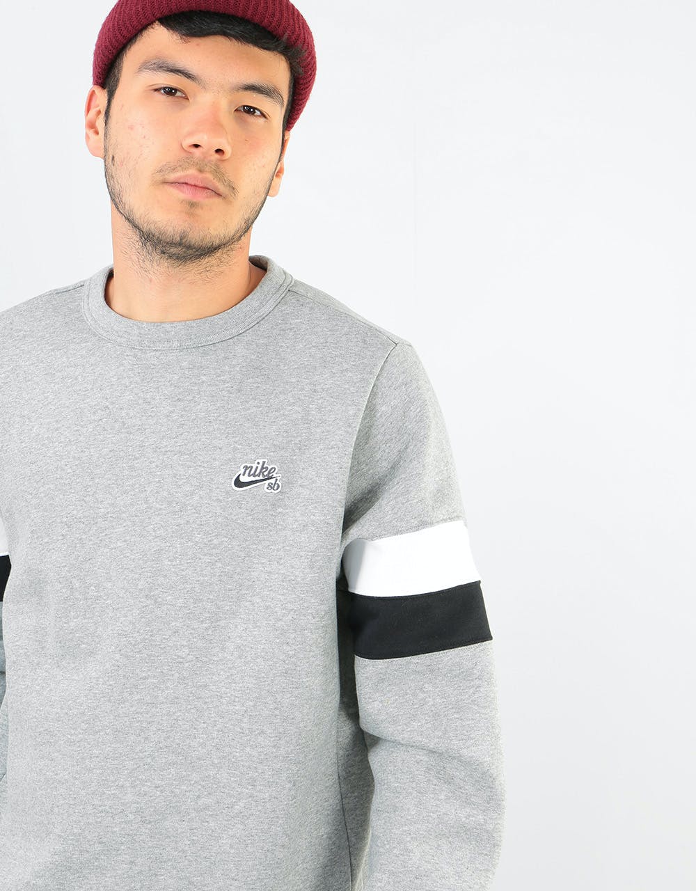 Nike SB Icon Crew Sweatshirt - Dk Grey Heather/White/Black/Black