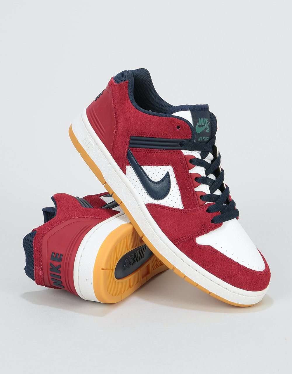 Nike SB Air Force II Low Skate Shoes - Team Red/Obsidian-White-White