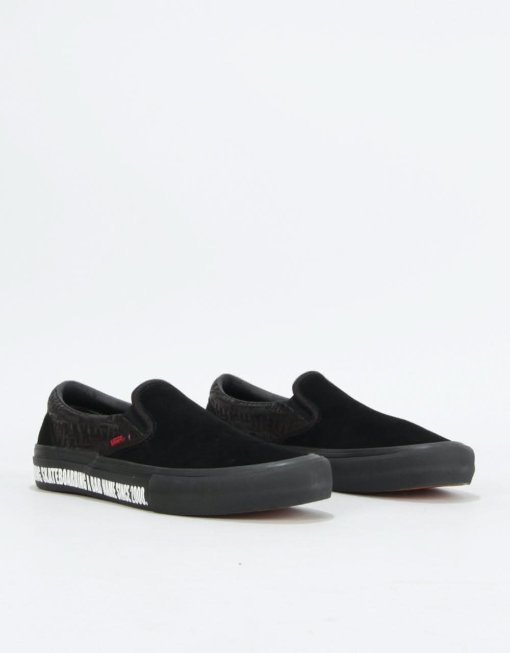 Vans Slip-On Pro Skate Shoes - (Baker) Black/Black/Red