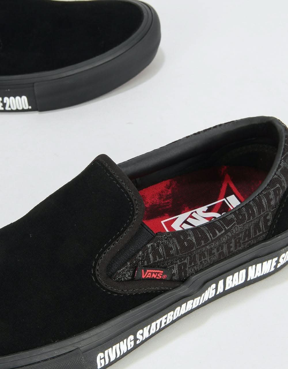 Vans Slip-On Pro Skate Shoes - (Baker) Black/Black/Red