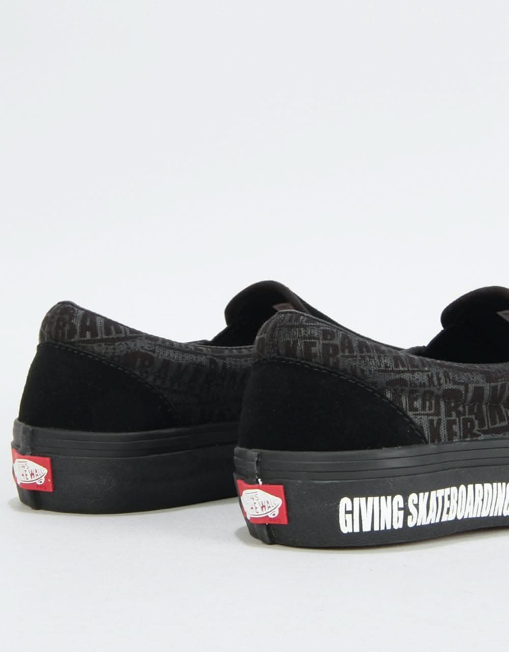 Vans Slip-On Pro Skate Shoes - (Baker) Black/Black/Red