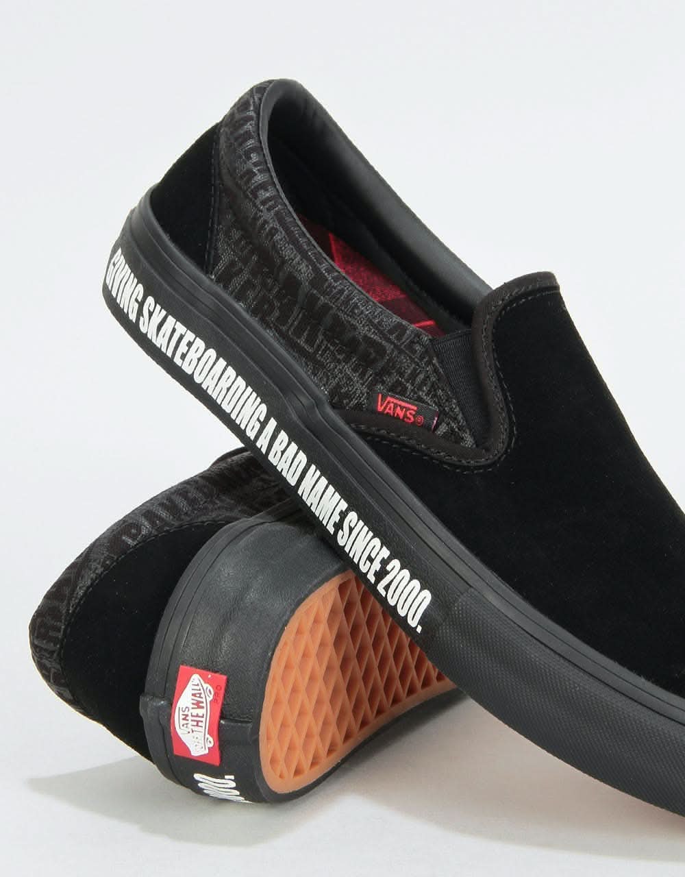 Vans Slip-On Pro Skate Shoes - (Baker) Black/Black/Red