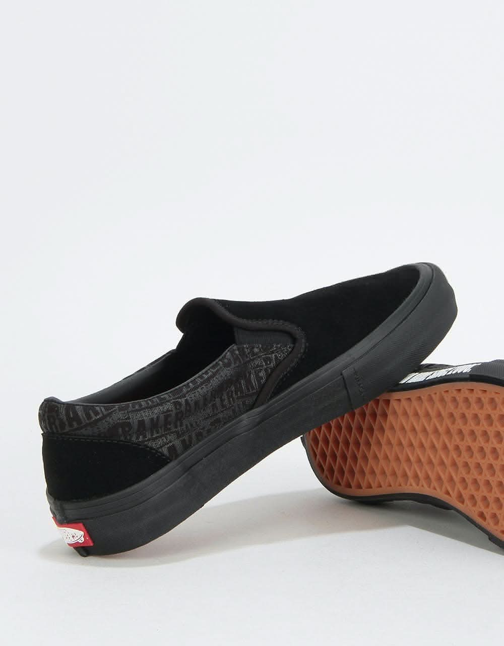 Vans Slip-On Pro Skate Shoes - (Baker) Black/Black/Red