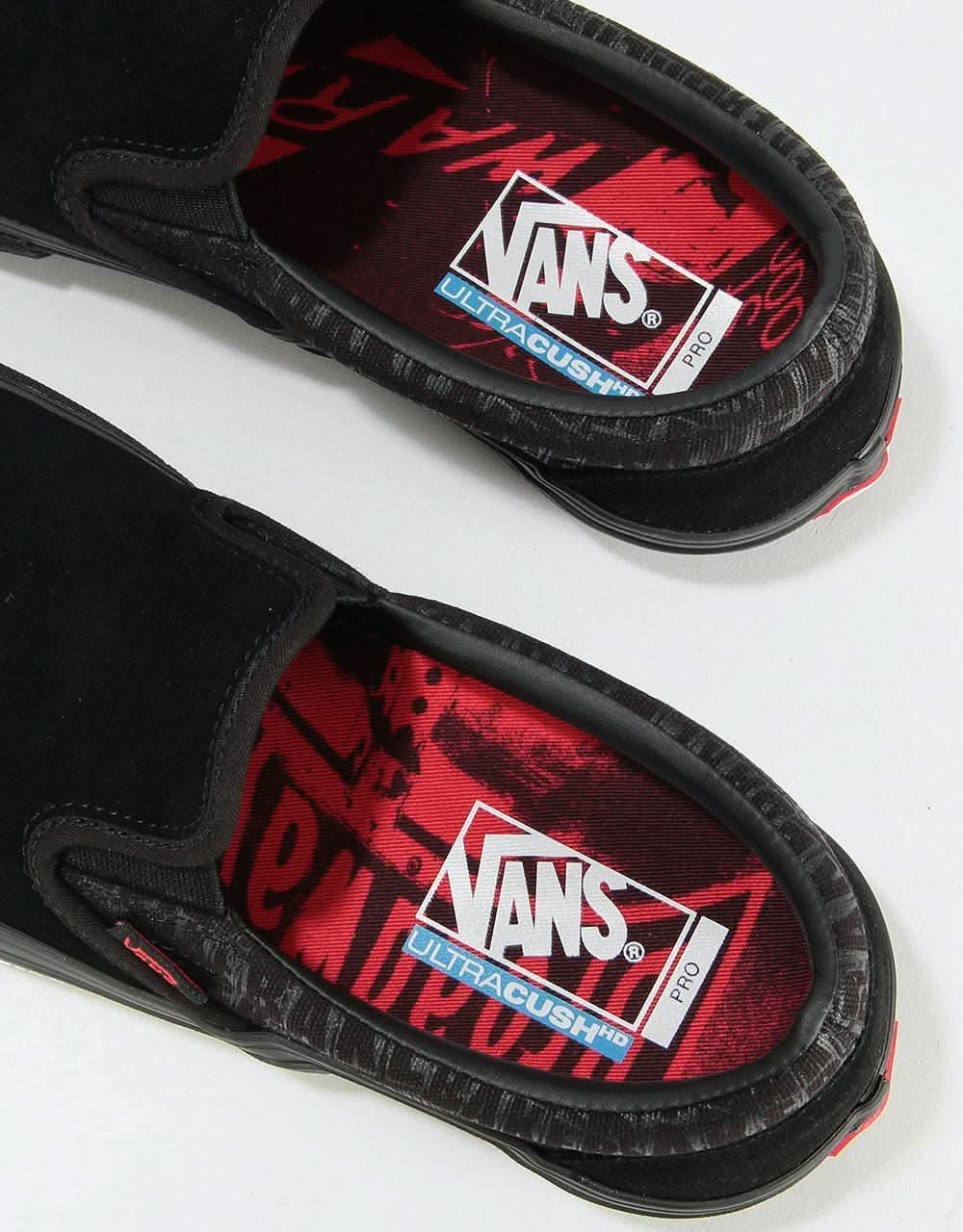 Vans Slip-On Pro Skate Shoes - (Baker) Black/Black/Red