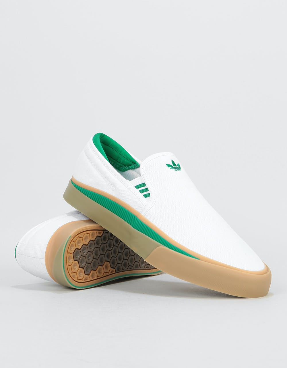 Adidas Sabalo Slip Skate Shoes - White/Bold Green/Gum