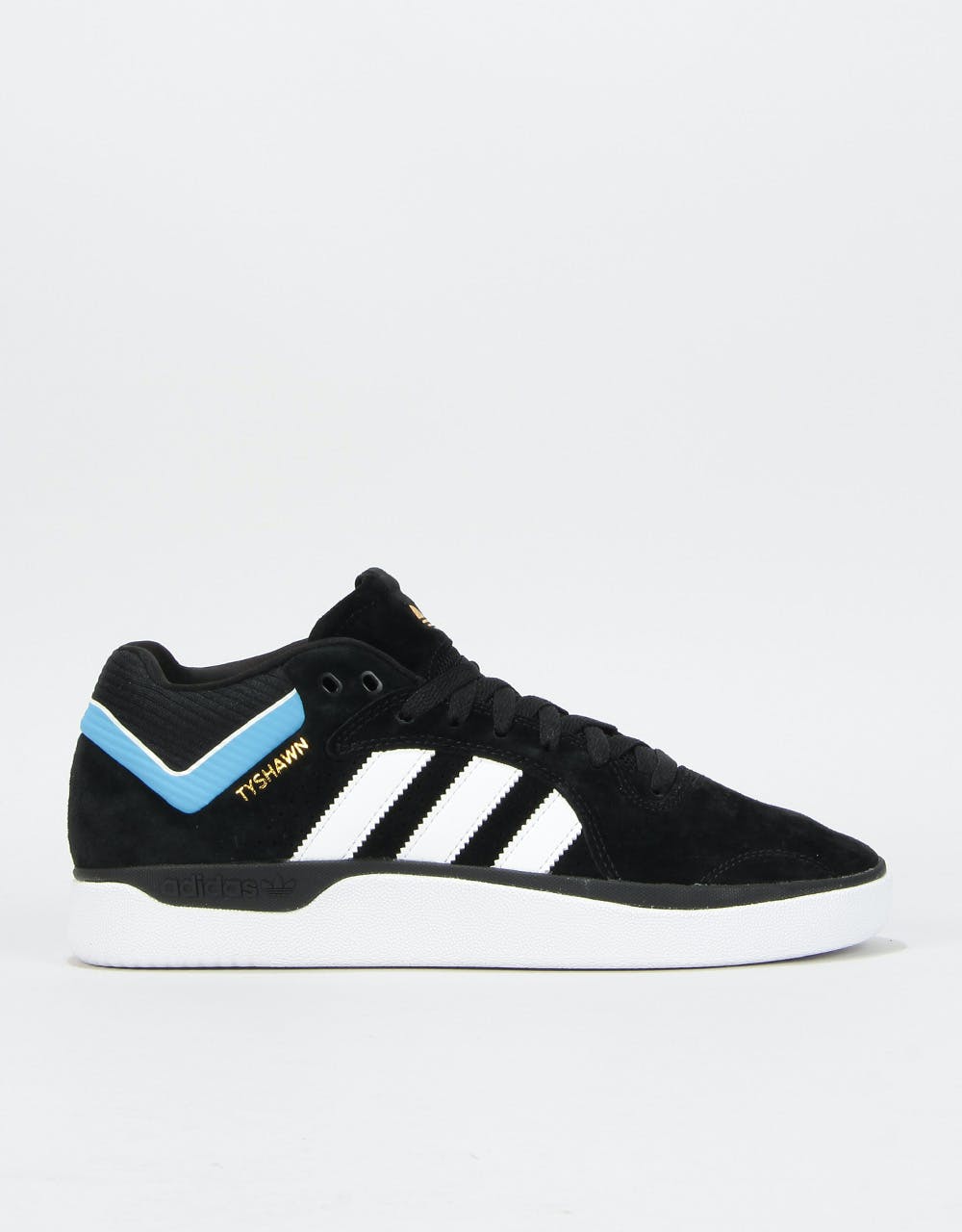 Adidas Tyshawn Skate Shoes - Core Black/White/Light Blue
